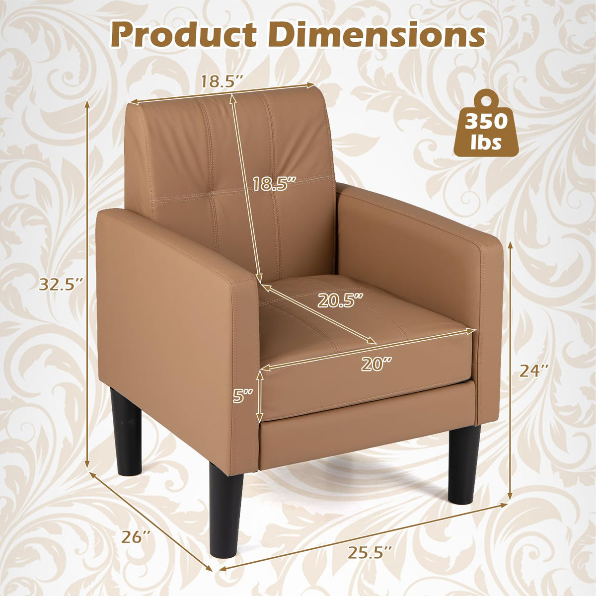 Goflame Modern Accent Chair with Removable Seat Cushion