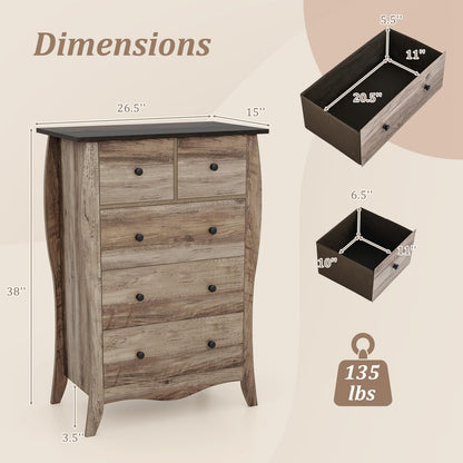 Goflame Storage Cabinet with Foldable & Detachable Fabric Drawers, Anti-Tipping Kit, 26.5” x 15” x 38” Farmhouse Floor Cabinet
