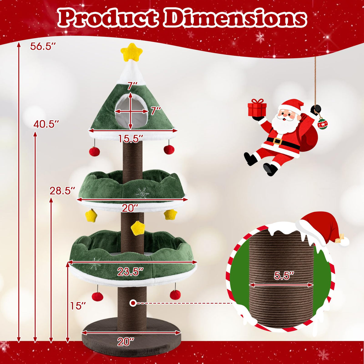 Cat Christmas Tree with Cozy Condo for Indoor Kittens