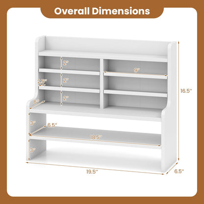 Goflame Desk Organizer | Wooden 6 Tier Storage Rack with 2 Removable Shelves