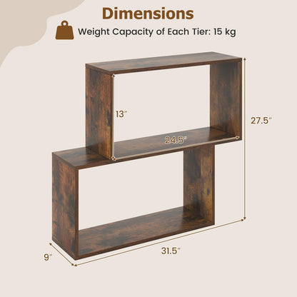 Goflame Geometric Bookcase Side Table with Open Storage