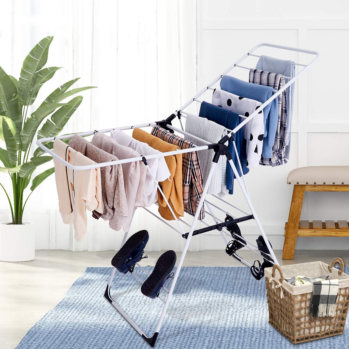 GOFLAME Steel Clothes Drying Rack with Adjustable Wings