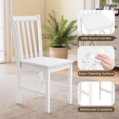 Goflame Wooden Dining Chairs Set of 2/4-100% Solid Rubber Wood Kitchen Chair with Curved Backrest