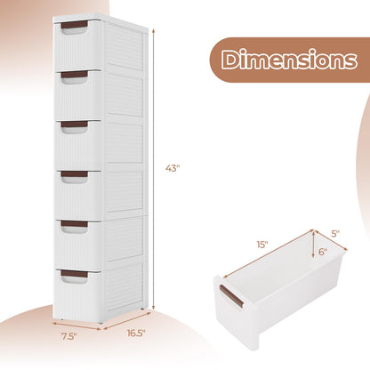 Goflame Storage Cart, Narrow Plastic Dresser, Rolling Organizer Cart for Office Classroom Bedroom