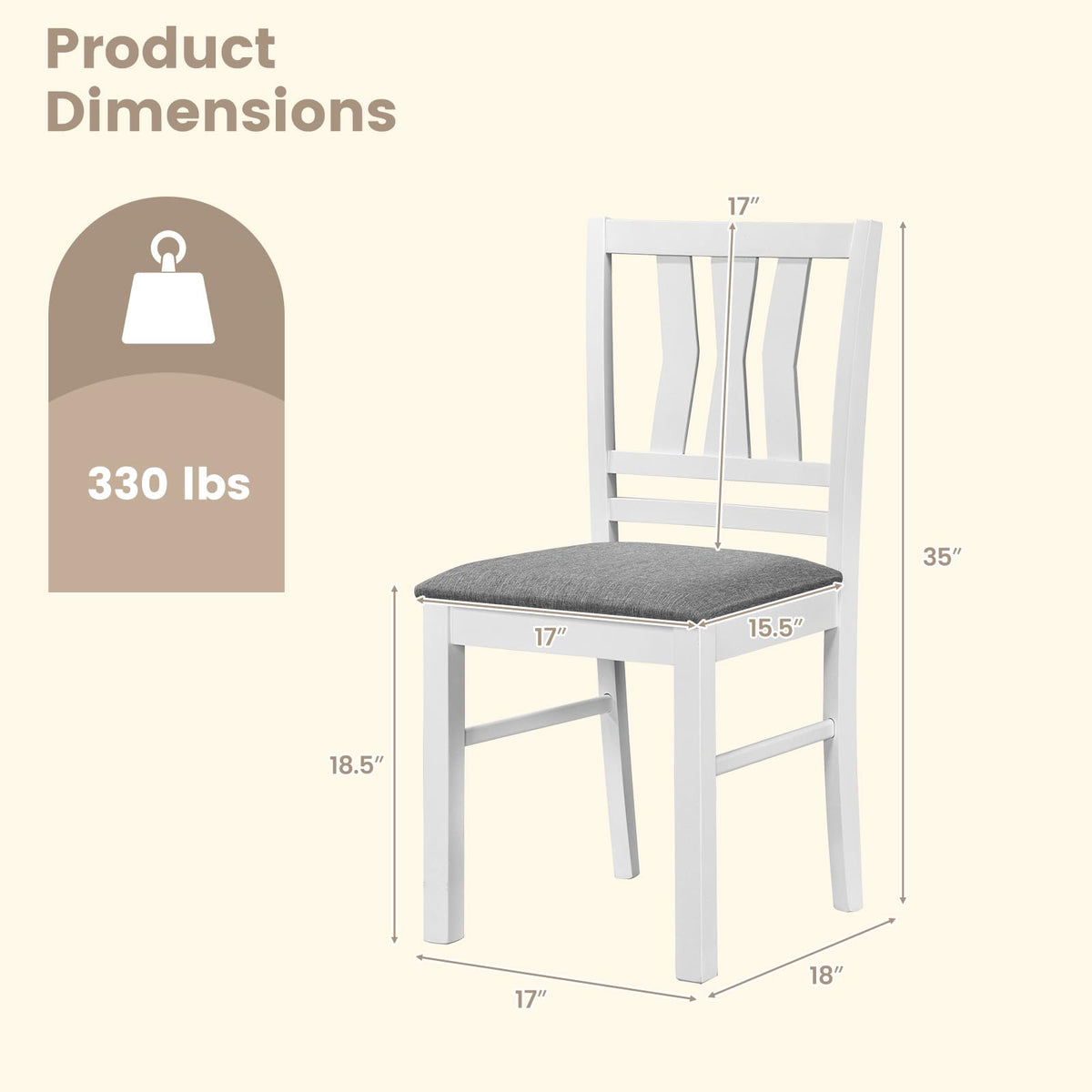 Goflame Wood Dining Chairs Set of 2/4 with Slat Back