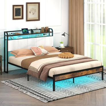 Goflame King/Queen/Full/Twin Size Bed Frame with Storage Headboard
