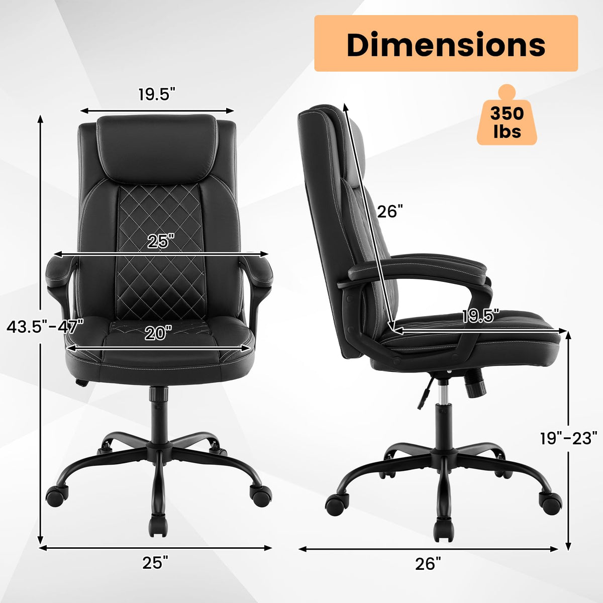 Goflame Executive Office Chair, Leather Like Desk Chair with Thick Headrest Cushion & Padded Armrests, Black