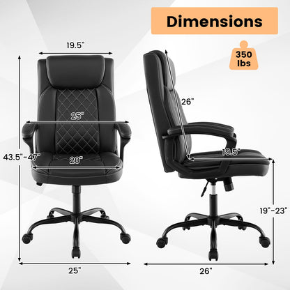 Goflame Executive Office Chair, Leather Like Desk Chair with Thick Headrest Cushion & Padded Armrests, Black