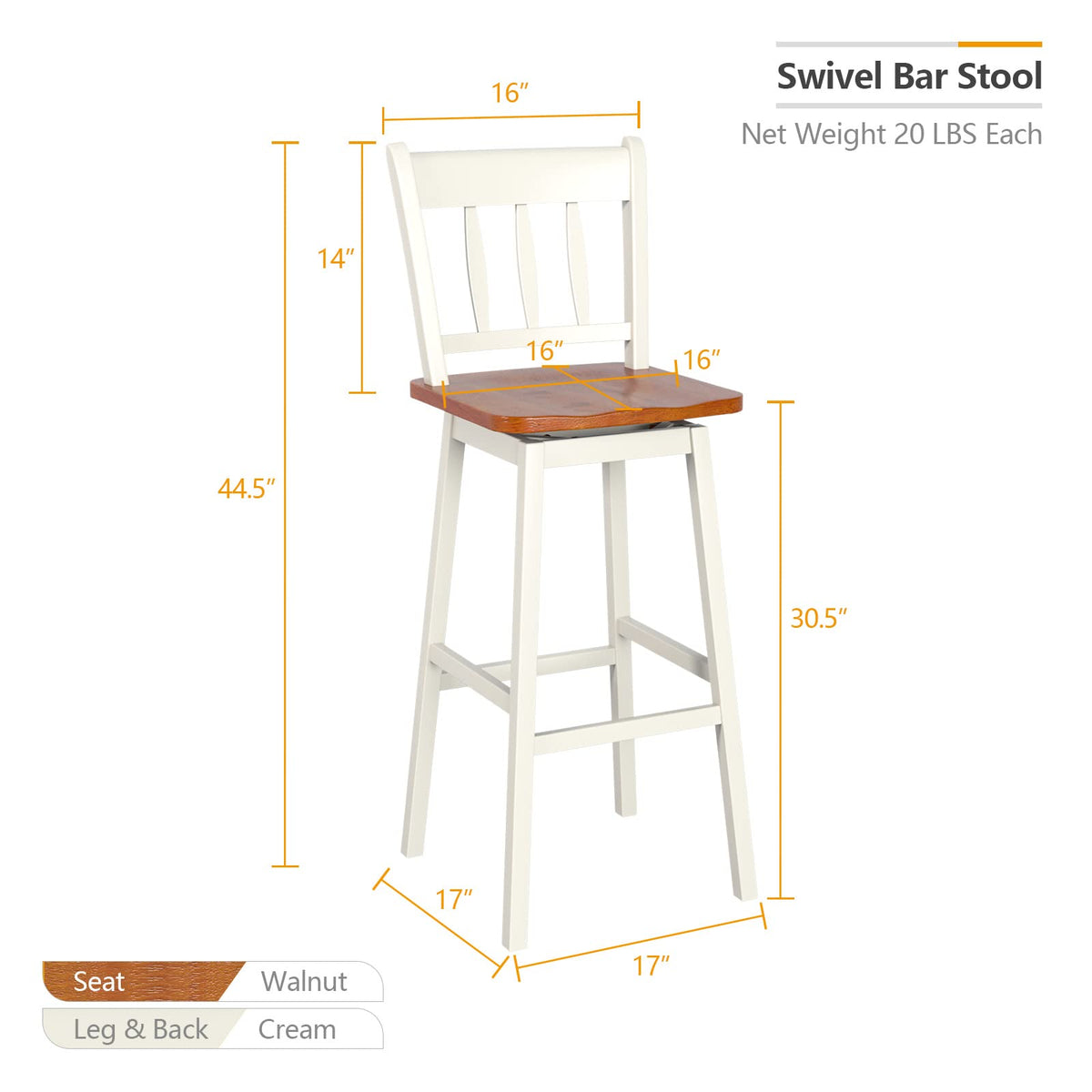 30.5 Inch Rubber Wood Bar Chairs - Goflame