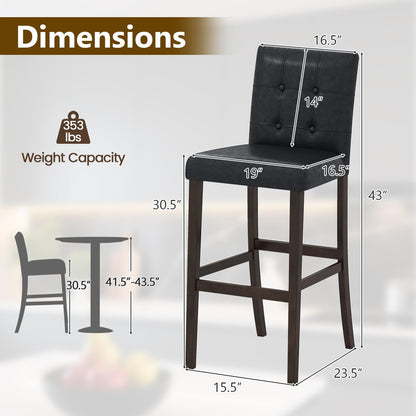 Goflame Bar Stools Set of 2/4 with Button Tufted Back