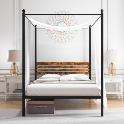 Goflame Queen/Full/Twin Size Metal Canopy Bed Frame