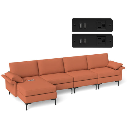 Goflame 130.5" L Convertible Sofa Couch, Sectional Sleeper