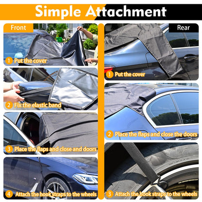Goflame Car Windshield Snow Cover Set, Heavy Duty 600D Oxford Fabric Front & Rear Ice Frost Protectors