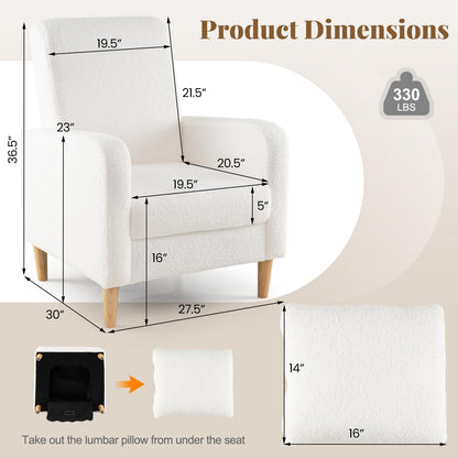Goflame Modern Accent Chair with Lumbar Pillow Teddy Fleece Cover