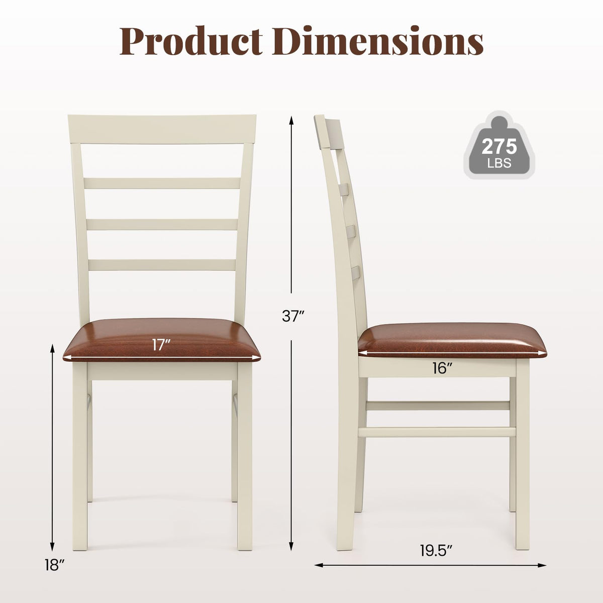 Goflame PU Leather Upholstered Kitchen Chair with Rubber Wood Frame