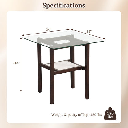 Goflame Small Coffee Table 24" Glass End Table