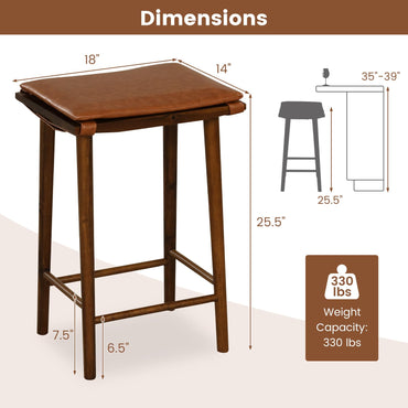 Goflame Bar Stools Set of 4, Wooden Backless Barstools for Kitchen Island