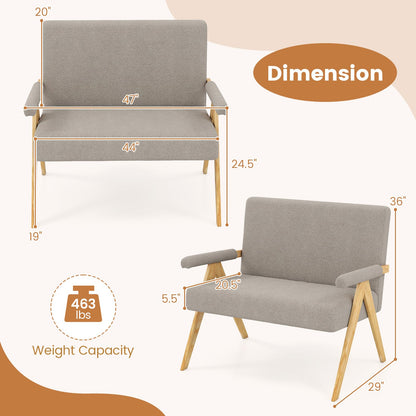 Goflame Loveseat Sofa with Armrests and Wooden Legs