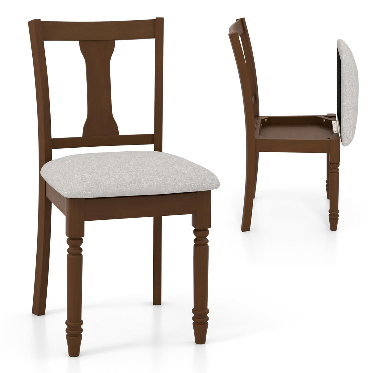 Goflame Wood Dining Chairs Set Farmhouse Dining Room Chair with Cushion Seat, Armless Wooden Dining Side Chairs
