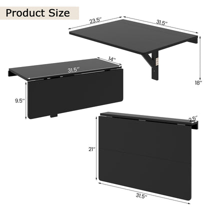 Goflame Wall Mounted Folding Table, 31.5" x 23.5" Wood Murphy Desk Drop-Leaf Table