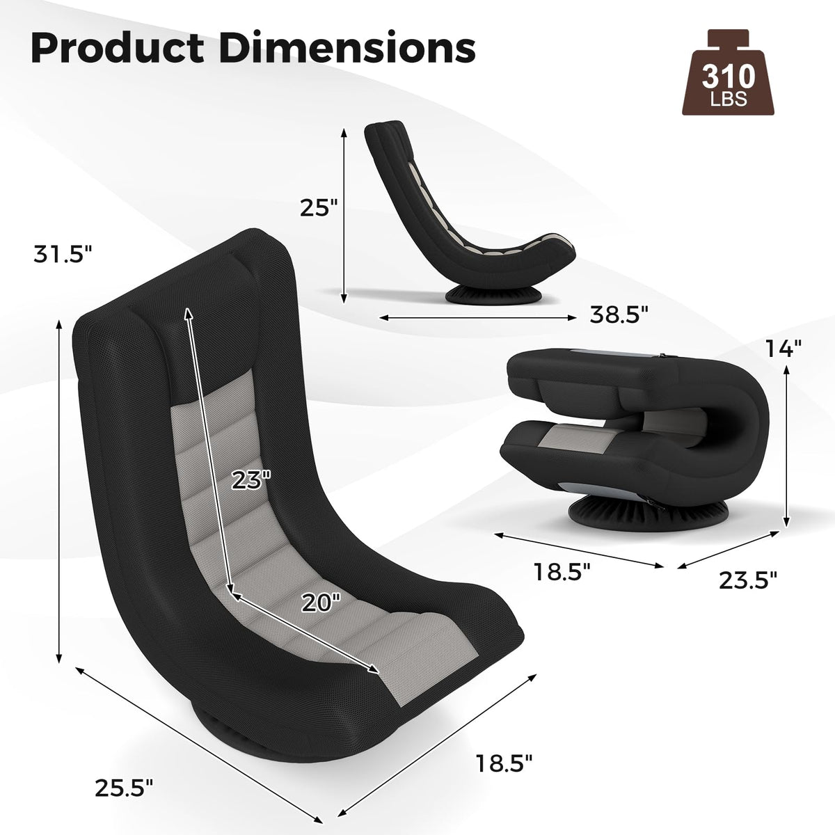 Goflame Floor Chair with Back Support, 4-Position Adjustable Back, Lazy Sofa Chair, Meditation Chair