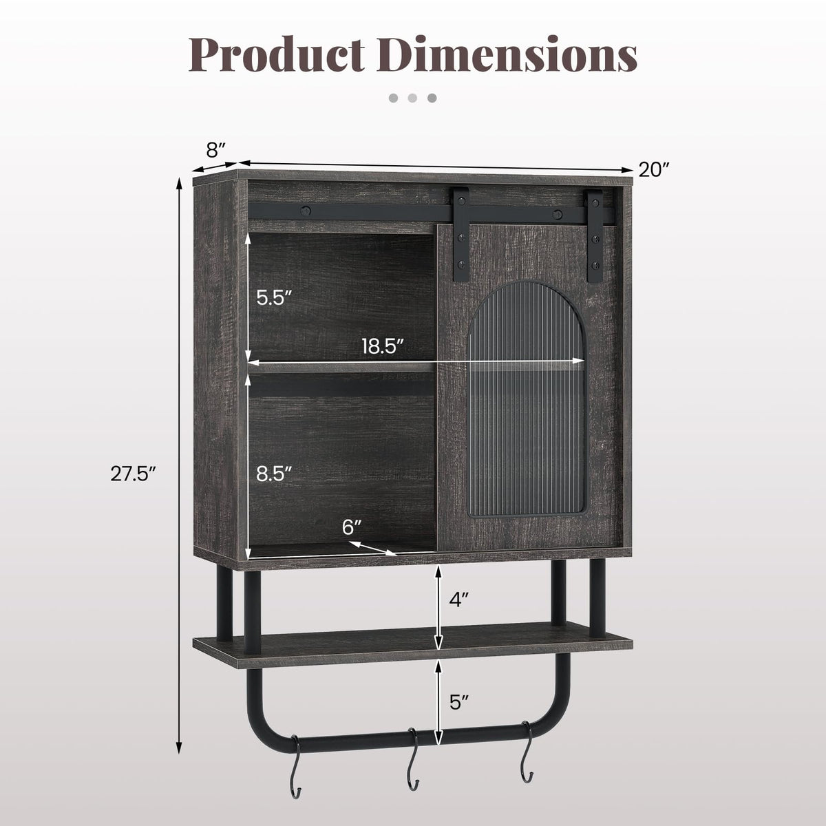 Goflame Bathroom Wall Cabinet with Sliding Barn Door