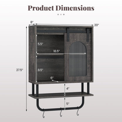 Goflame Bathroom Wall Cabinet with Sliding Barn Door