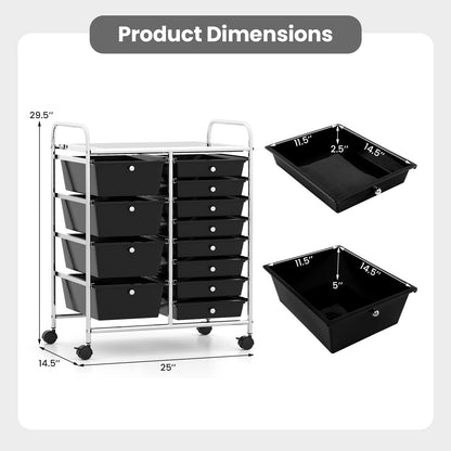 Goflame 12 Drawer Rolling Cart with Drawers Storage Organizer Cart
