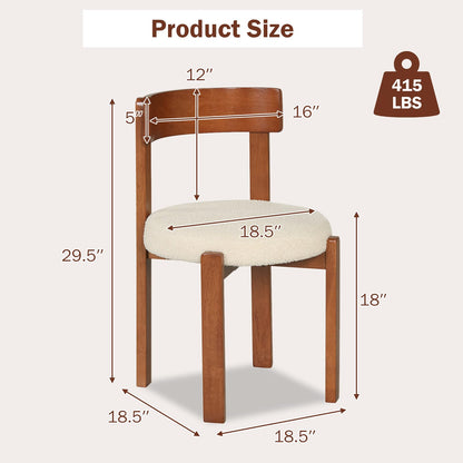 Goflame Wooden Dining Chairs Set of 2/4 Teddy Fleece Upholstered Boucle Kitchen Chair w/Curved Backrest