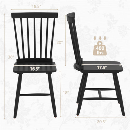 Goflame Windsor Dining Chairs Set of 2/4 Black, w/Wide Seat & Spindle Back, Max Load 400 Lbs