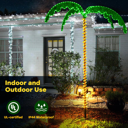 Goflame 7.5 FT Lighted Palm Tree, Tropical Christmas Tree with 332 LED Lights