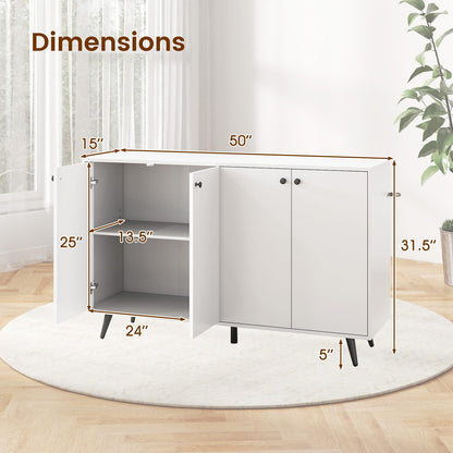 Goflame Buffet Sideboard 4-Door Storage Cabinet with 5-Position Adjustable Shelves