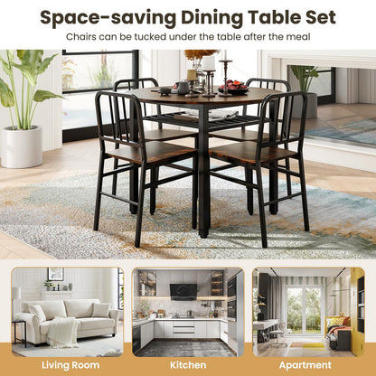 Goflame 40-Inches Round Kitchen Table & Chairs with Storage Rack & Metal Frame