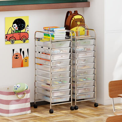 Goflame 10-Drawer Rolling Storage Cart with Metal Frame and Lockable Universal Wheels