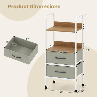 Goflame Utility Rolling Cart with Foldable Fabric Drawers