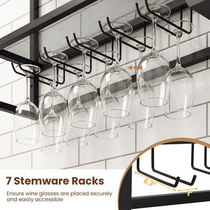 Goflame Wall Mounted Wine Rack 47” Large Floating Bar Shelves