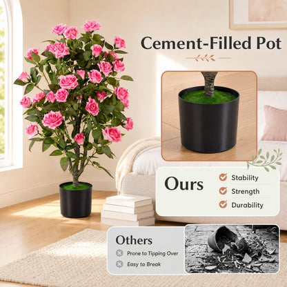 GOFLAME 35.5" Artificial Rose Tree with Pot for Outdoor(1/2)