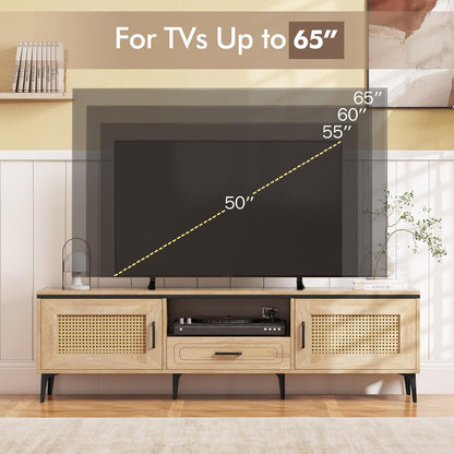 Goflame TV Stand for TV up to 65 Inches, Entertainment Center with 2 Cabinets