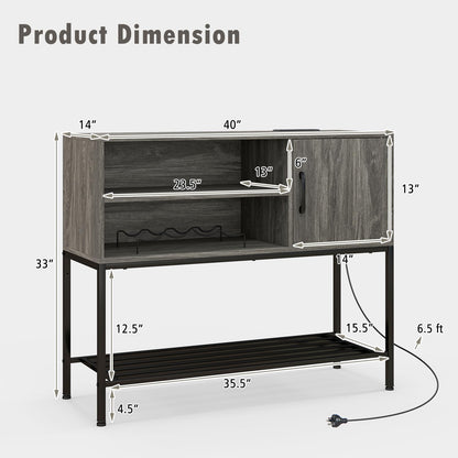 Goflame Buffet Cabinet with Power Outlets & USB Ports, Wood Coffee Bar Cabinet