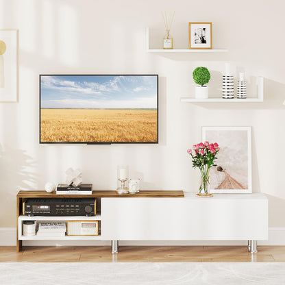 Goflame 80 Inch TV Stand and 2 Floating Shelves Set