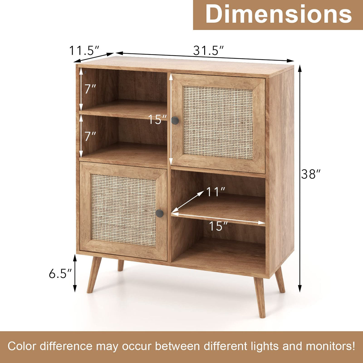 Goflame Buffet Cabinet, Wood Sideboard Storage Cabinet