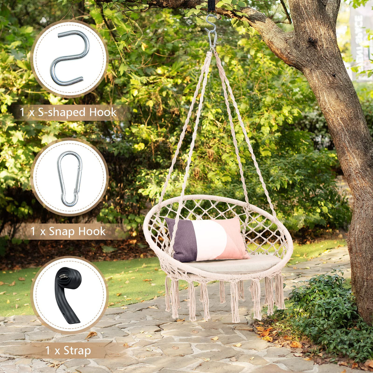 Hammock Chair Macrame Swing - Goflame