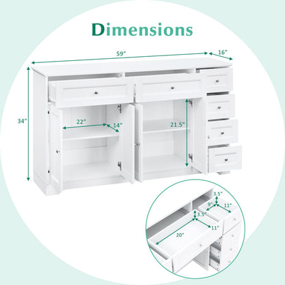 Goflame Large Buffet Cabinet with Storage, 59” Kitchen Cabinet