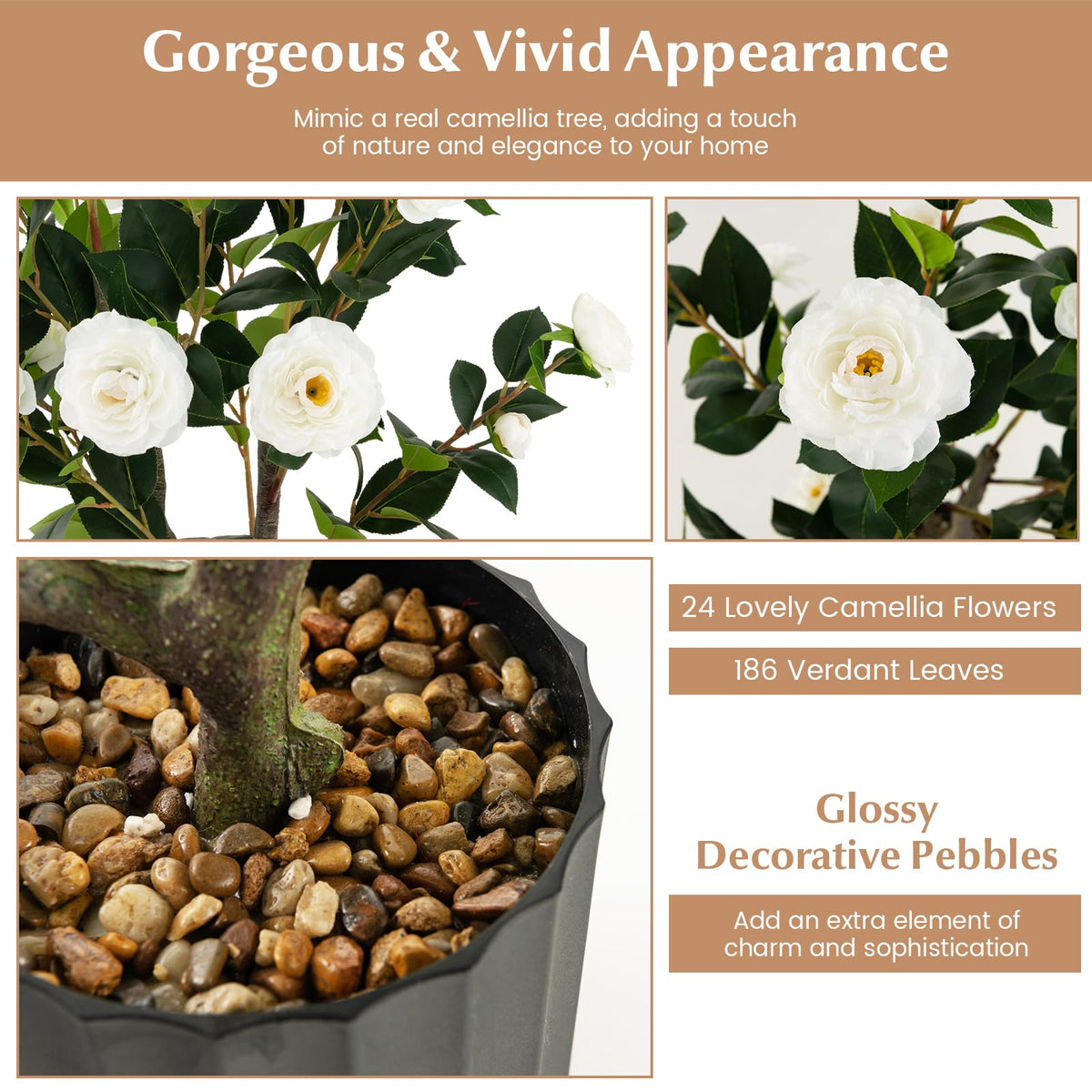 GOFLAME 38” Artificial Camellia Tree 2 Packs