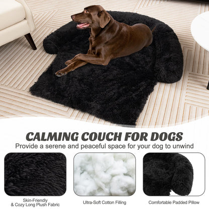 Goflame Calming Dog Bed - Fluffy Plush Pet Bed for Couch, Removable Washable Cover