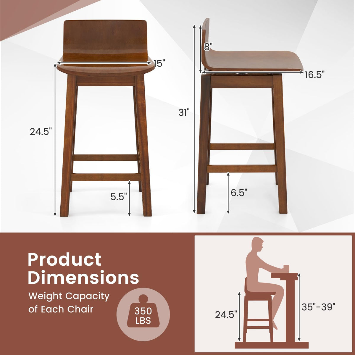 Goflame 24.5" Swivel Bar Stools Set of 2/4