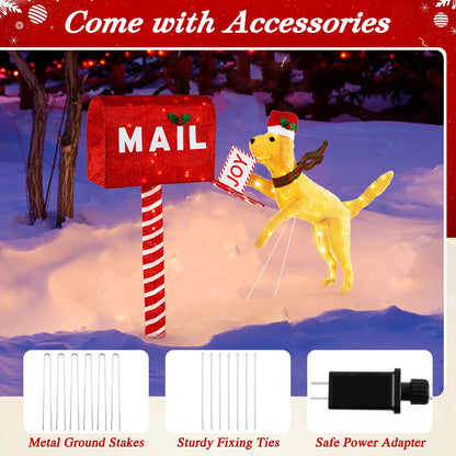 Goflame 3.5 FT Lighted Dachshund Climbing Mailbox, Pre-Lit Christmas Holiday Decoration