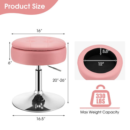 GOFLAME 360° Swivel PU Leather Vanity Stool with Storage Set of 2