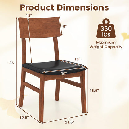 Goflame Wooden Dining Chairs Set Kitchen Side Chairs w/Rubber Wood Legs Faux Leather Upholstered Seat