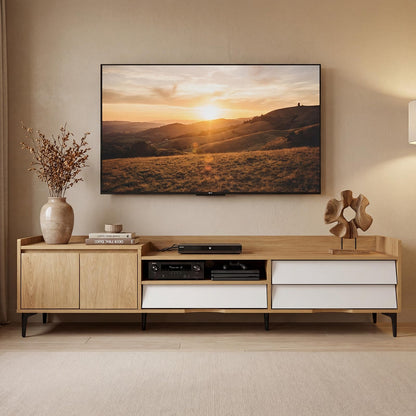 Goflame Modern TV Stand for 80" Television with Open Shelf